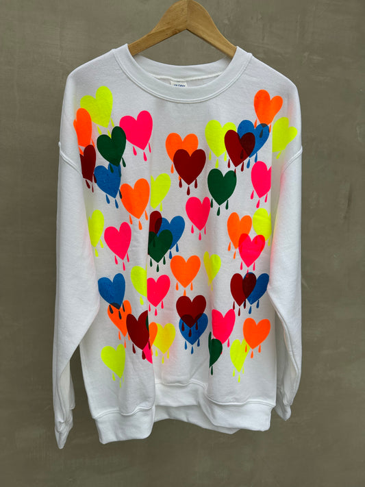 Pacolli Crewneck, Large, White with Hearts