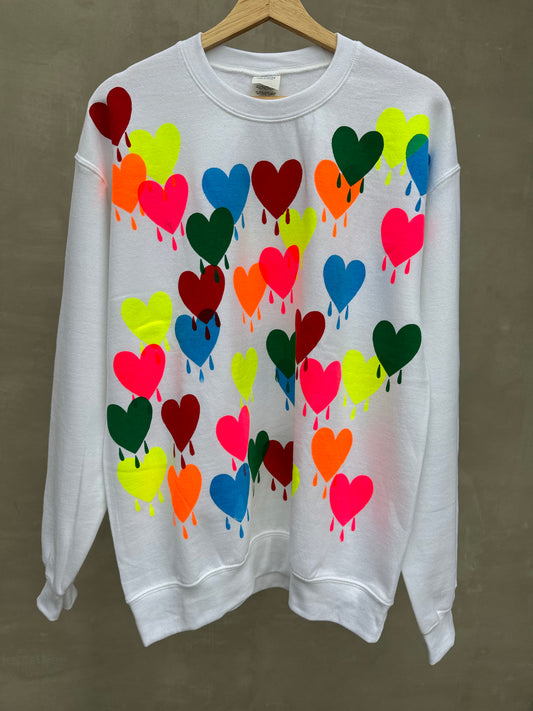 Pacolli Crewneck, Medium, White with Hearts