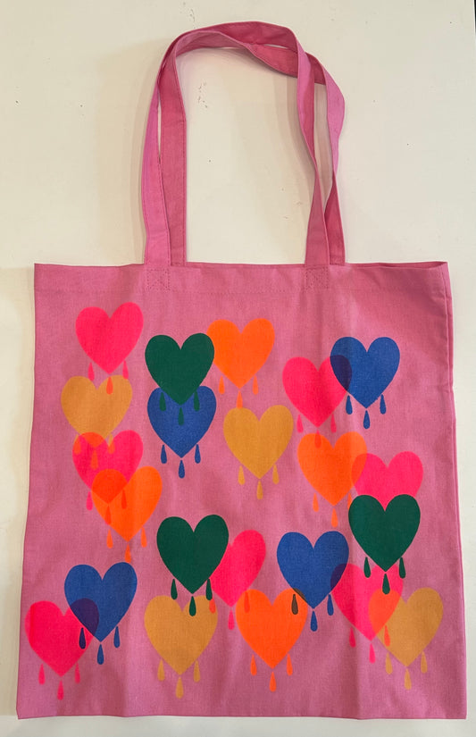 Pacolli Tote Bag, Pink with Hearts